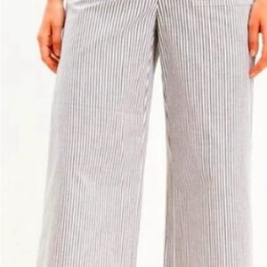 NWOT LOFT Petit Horn Buckle Brown and white striped wide leg Palmer Pants